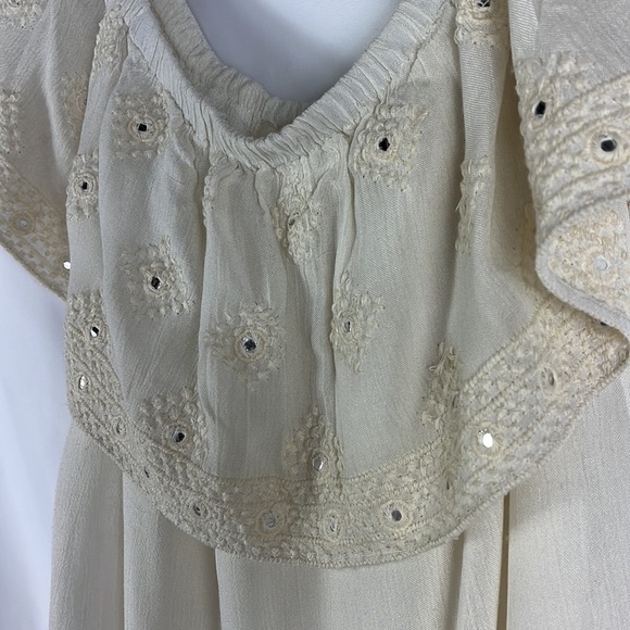 Lovestitch off shoulder sleeveless top w/ mirror embellishments Sz L - Picture 4 of 8